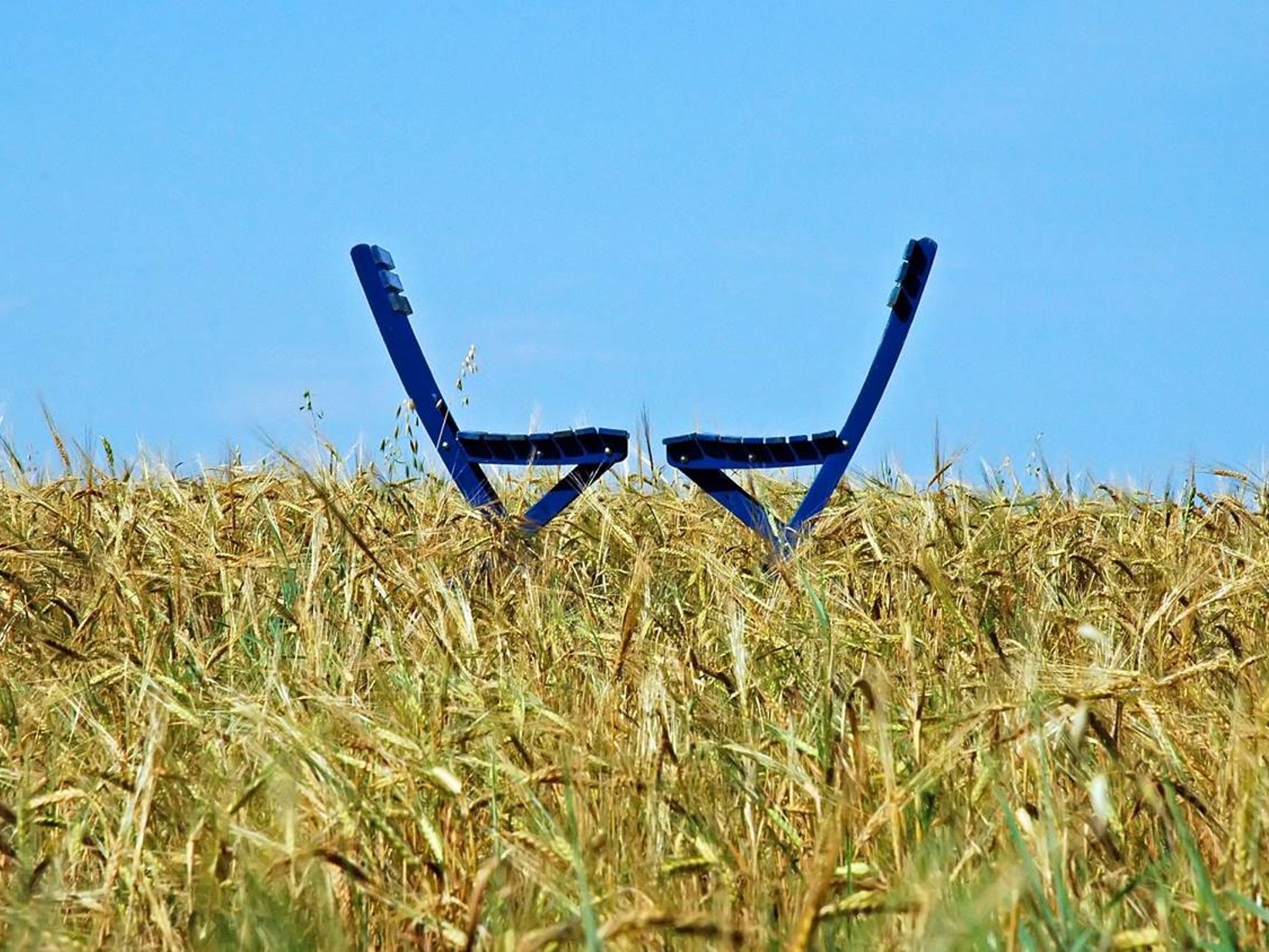 (Führungskräfte-)Coaching, Bild mit zwei Stühlen im Kornfeld